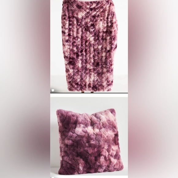 New! Anthropologie Luxe Faux Fur Throw Blanket - 50” x 70” Purple
